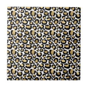 Elegant Monochromatic Leopard Spots Wild Glam Ceramic Tile