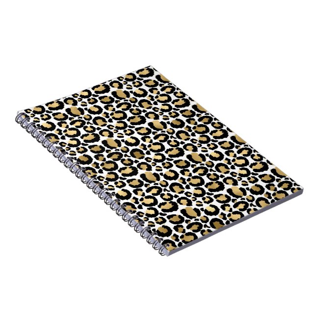 Elegant Monochromatic Leopard Spots Wild Glam Notebook (Right Side)