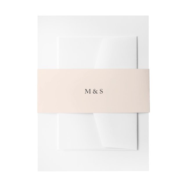 Elegant Monochromatic Pastel Pink Personalised Invitation Belly Band (Front Example)