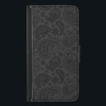Elegant Monochromatic Vintage Paisley Pattern Samsung Galaxy S5 Wallet Case<br><div class="desc">Elegant monochromatic vintage paisley pattern. Changeable dark grey background colour against black paisley.</div>