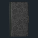Elegant Monochromatic Vintage Paisley Pattern Samsung Galaxy S5 Wallet Case<br><div class="desc">Elegant monochromatic vintage paisley pattern. Changeable dark grey background colour against black paisley.</div>
