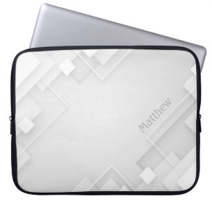 Elegant Monochrome Background with Custom Name Laptop Sleeve
