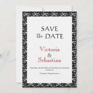 Elegant Monochrome Baroque Gothic Wedding Save The Date