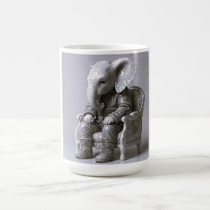 Elegant Monochrome Elephant Art Coffee Mug