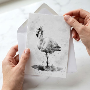 Elegant Monochrome Flamingo in Watercolor Card