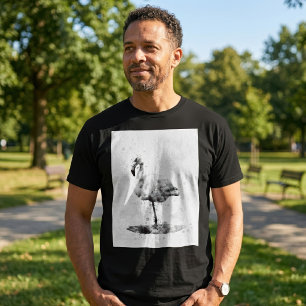 Elegant Monochrome Flamingo in Watercolor T-Shirt