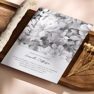 Elegant Monochrome Floral Bridal Shower Invitation