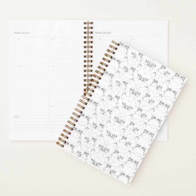 Elegant Monochrome Floral Spiral Notebook  Planner (Display)