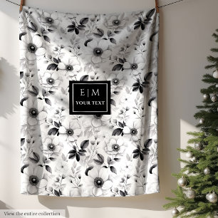 Elegant monochrome flowers blanket in grey hues