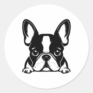 Elegant Monochrome French Bulldog Design Classic Round Sticker