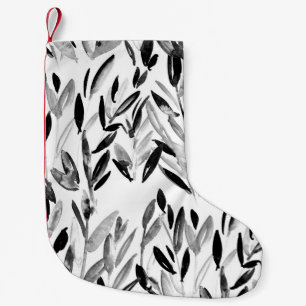Elegant Monochrome: Natural Leaves Pattern Small Christmas Stocking