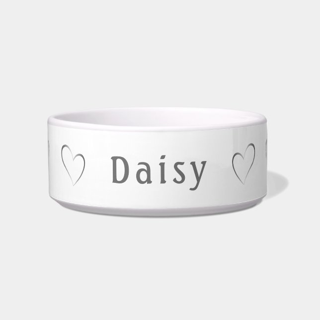 Elegant Monochrome Silver Personalised Pet Bowl (Front)