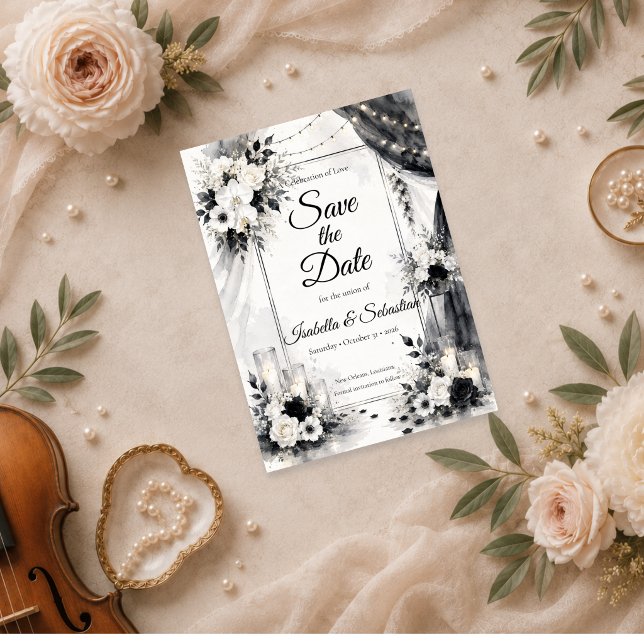 Elegant Monochrome Wedding Save The Date (Creator Uploaded)