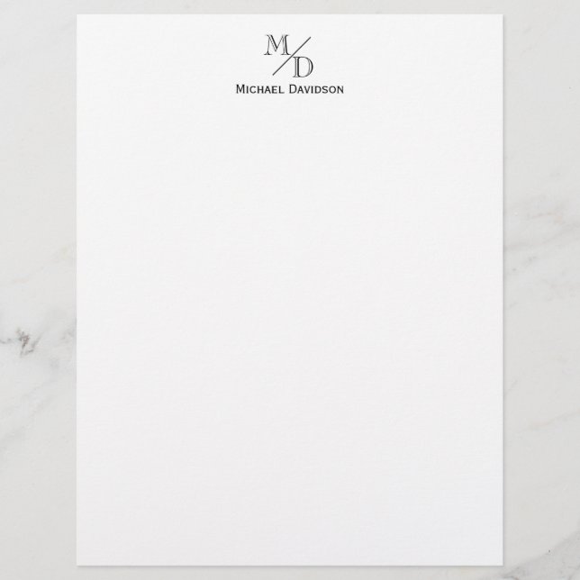 Elegant Monogram 2 Initial Professional Formal Custom Letterhead (Front)