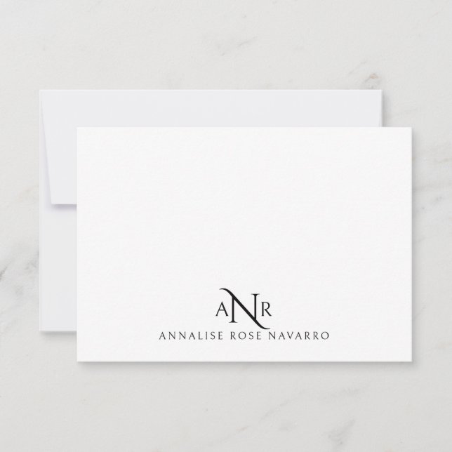 Elegant Monogram 3 Initial Name Card (Front)