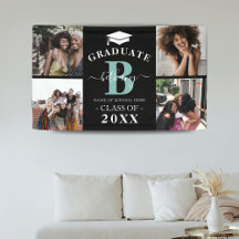 Elegant Monogram 4 Photo Graduate Graduation 
