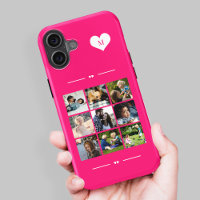 Elegant monogram 9 photo collage hot pink