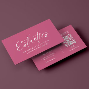 Elegant Monogram Aesthetician Pink White Business Card