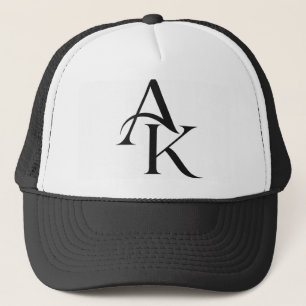 Elegant Monogram AK Black & White Trucker Hat
