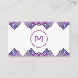 Elegant monogram amethyst two tone violet gems bus business card