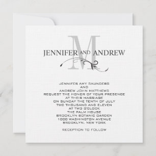 Elegant Monogram and Names Wedding Invitation