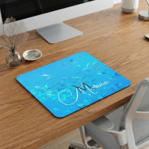 Elegant Monogram Aqua Blue School of Fish Ocean 