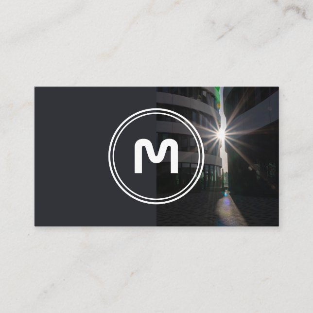 Elegant monogram architecture two tone business card (Front)