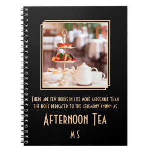 Elegant monogram art deco afternoon tea photo  not notebook