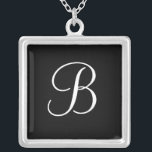 Elegant Monogram B Pendant Necklaces Black<br><div class="desc">Elegant Monogram Pendant Necklaces. Select "customise it" to change the letter,  colour,  background colour and font to personalise your pendant necklace,  including adding additional text. Makes a perfect gift.</div>