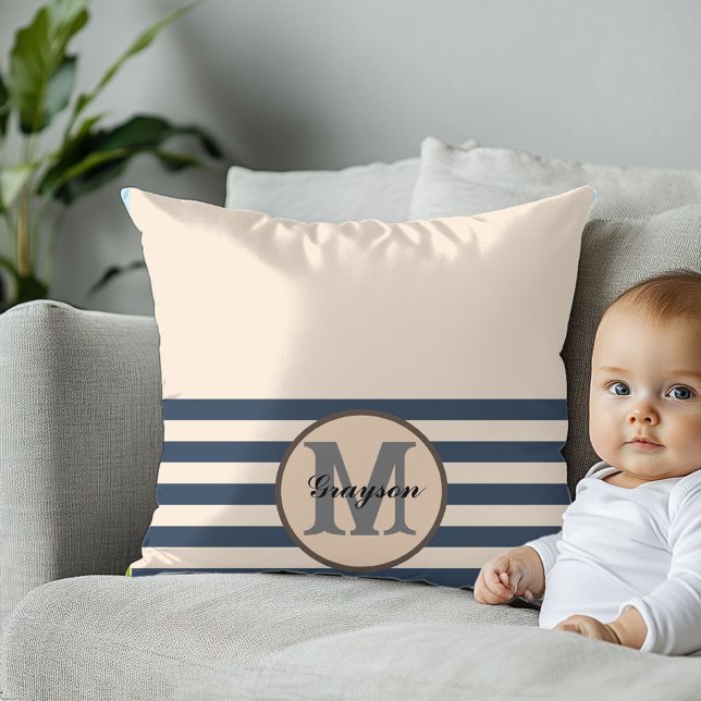 Elegant Monogram Babyshower Gift Baby Bib Cushion (Creator Uploaded)