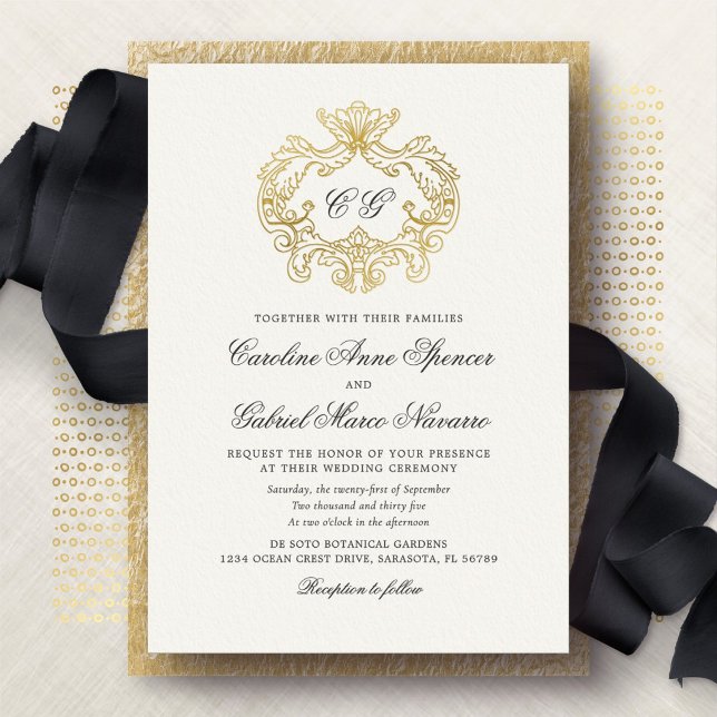 Elegant Monogram Baroque Crest Wedding (Creator Uploaded)