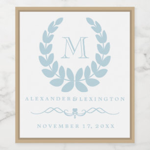 Elegant Monogram Beach Wedding Wine Bottle Label
