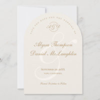 Elegant Monogram Beige Formal Script Wedding Arch