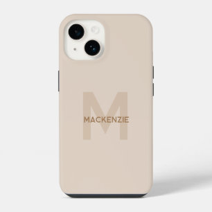 Elegant Monogram Beige Gold Modern Typography Name iPhone 14 Case