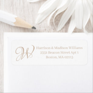 Elegant Monogram beige tan white custom Address  Return Address Label