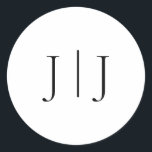 Elegant Monogram Black and White Classic Round Sticker<br><div class="desc">An elegant modern minimal monogram sticker that is perfect for wedding invitations,  favours,  cards and more. Personalise with your colour preferences and initials!</div>
