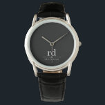 Elegant Monogram Black and White Groomsmen Gift Watch<br><div class="desc">Introducing the perfect elegant and unique gift for your groomsmen - a watch featuring black and white Classic Monogram Initials. This classic and timeless design is the perfect way to show your appreciation to your best man and groomsmen while giving them a practical and stylish accessory they can wear for...</div>