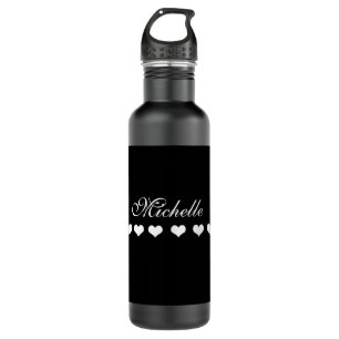 Elegant Monogram Black and White Hearts 710 Ml Water Bottle