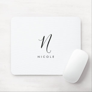 Elegant Monogram Black and White Mouse Pad