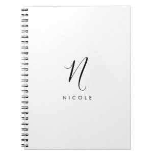 Elegant Monogram Black and White Notebook