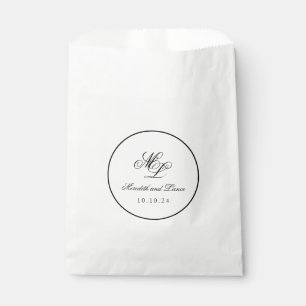 Elegant Monogram Black and White Script Favour Bag