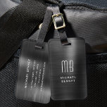 Elegant Monogram Black Brushed Metallic  Luggage Tag<br><div class="desc">Elegant Monogram Black Brushed Metallic Luggage Tag.</div>