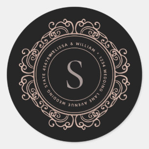 Elegant Monogram Black Copper Blush Address Seal