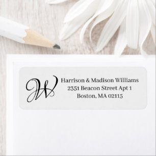 Elegant Monogram black eggshell Return Address Label
