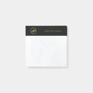Elegant Monogram Black Gold Marble Simple Modern Post-it Notes