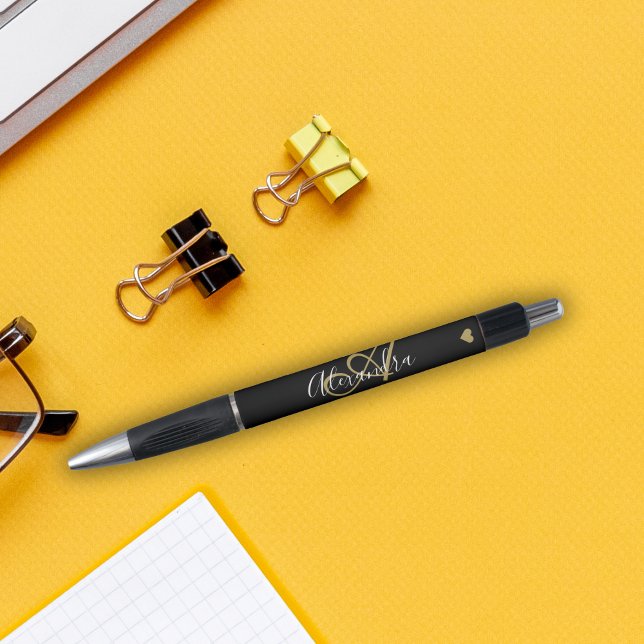 Elegant Monogram Black Gold Script Name (Creator Uploaded)