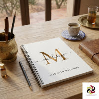 Elegant Monogram Black Gold Script Office School