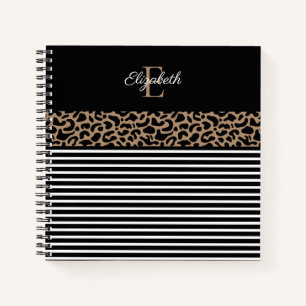 Elegant Monogram black Leopard Animal Print Notebo Notebook