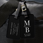 Elegant Monogram Black Luggage Tag<br><div class="desc">Elegant Monogram Black Luggage Tag.</div>