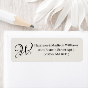 Elegant Monogram black off white Return Address Label